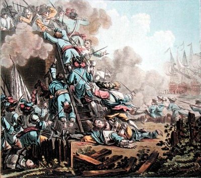 Capture of the Fort of San Salvador, Sicily (1674), engraved by Jean Baptiste Morret by Jacques Francois Joseph (after) Swebach