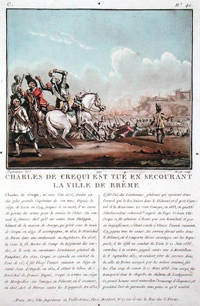 Charles de Crequi (c.1575-1637) is Killed During the Liberation of the Town of Breme, Engraved by Jean Baptiste Morret by Jacques Francois Joseph (after) Swebach