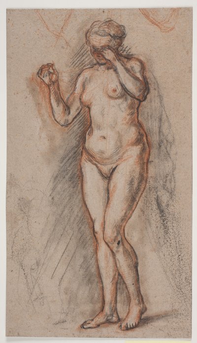 Female Model Figure with Raised Arms, the Left in Front of the Eyes by Jacques Francois Joseph Saly