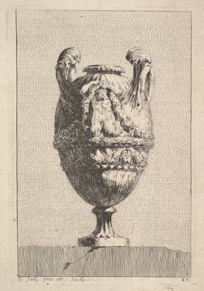 Vase with a Male Siren Holding up a Garland, from: Vases by Jacques Francois Joseph Saly