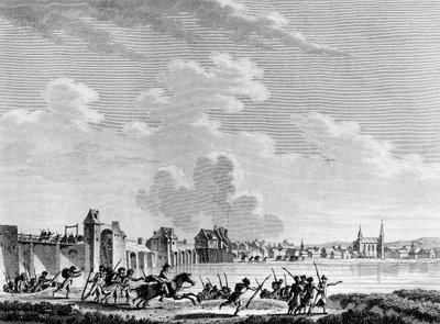 French Revolution: Deroute de Passy on July 13, 1793. Engraving by Berthaut after Swebach. Paris, Library of the Institute of History of Revolution by Jacques Francois Joseph Swebach