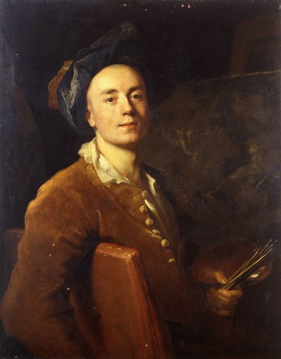 Portrait of the Artist, seated half-length, holding a Palette and Brushes by Jacques François Delyen