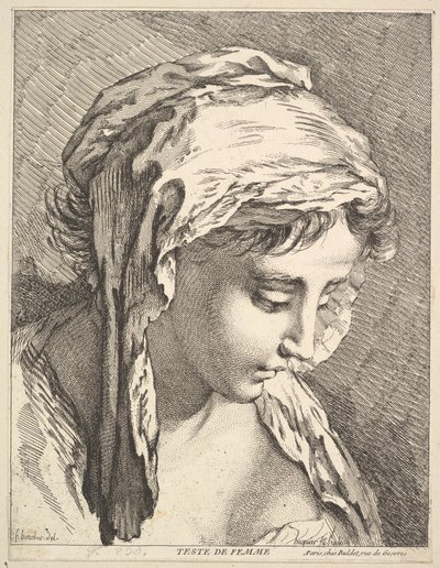 Head of a Woman by Jacques Gabriel Huquier
