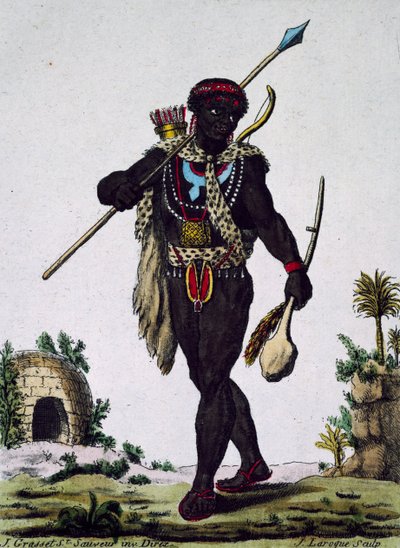 Man from Namaquas tribe, Africa, engraving from Encyclopedia of voyages by Jacques Grasset de Saint Sauveur