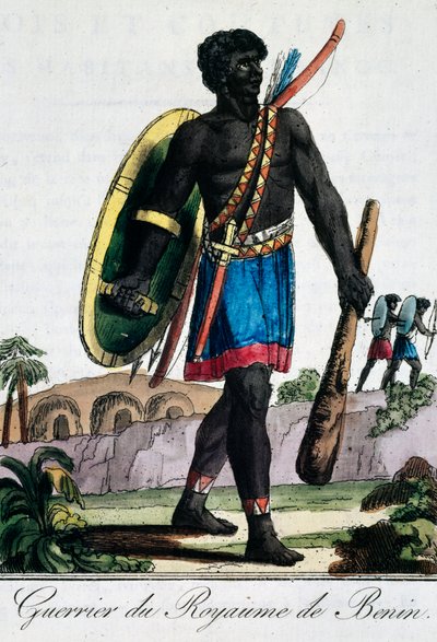 Warrior from Benin Africa, Engraving from Travelling Encyclopaedia by Jacques Grasset de Saint Sauveur