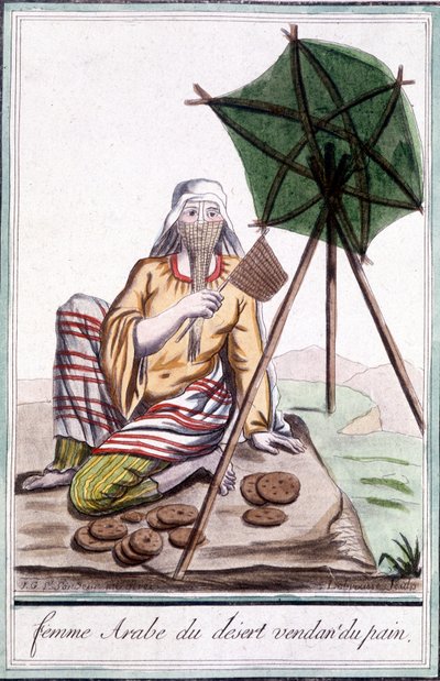 Desert Arabian Woman Selling Bread - in Encyclopedia of Travels by Grasset St Sauveur, ed. 1796 by Jacques Grasset de Saint Sauveur