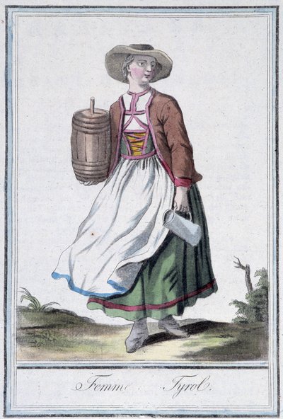 Woman of Tyrol - in Encyclopedia of Travels by Grasset St Sauveur, ed. 1796 by Jacques Grasset de Saint Sauveur