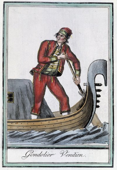Gondolier in Venice - in Encyclopedia of Voyages by Grasset Saint Sauveur, ed. Paris 1796 by Jacques Grasset de Saint Sauveur