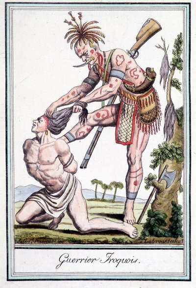 Iroquois Warrior Scalping His Enemy - in 