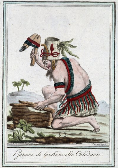 Man of New Caledonia - in Encyclopedia of Travels by Grasset St Sauveur, ed. 1796 by Jacques Grasset de Saint Sauveur