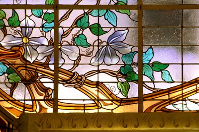 Nancy, Art Nouveau, La verriere aux Clematites (1901) (detail) by Jacques Gruber