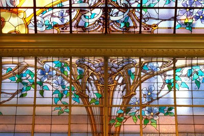 Nancy, Art Nouveau, La verriere aux Clematites, Stained glass by Jacques Gruber by Jacques Gruber