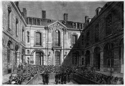 The Issue of Credit Foncier - The Court of Credit Foncier in Paris on a Day of Issue in 1883 (public subscription, based on the drawing by Jacques Guiaud) by Jacques Guiaud