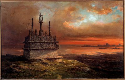 The Calvary of Tronoen in the Sunset by Jacques Guiaud