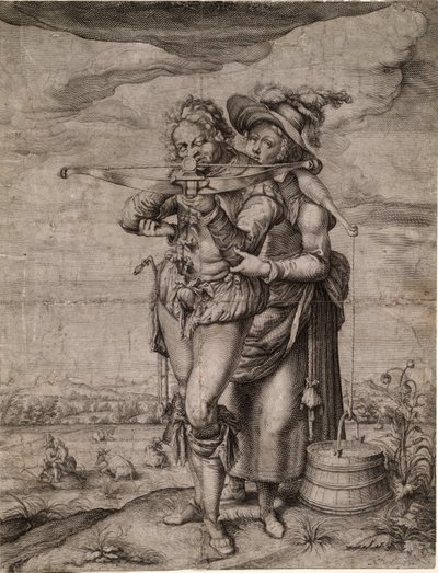 The Crossbowman and the Milkmaid by Jacques II de Gheyn