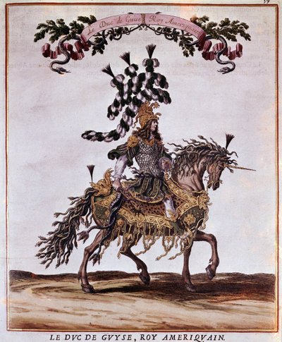 Manuscript of the Carousel 1662. The Duke of Guise in the American King, Participating in the Carrousel of 1662 (Feast Held in Paris under the Reign of Louis XIV). Illustration by Jacques I Bailly (1629 - 1679) by Jacques I Bailly