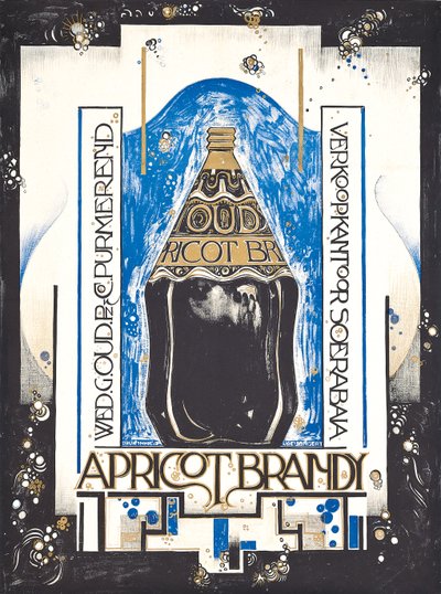 Poster advertising apricot brandy, for the wine and sherry seller Oud by Jacques Jongert