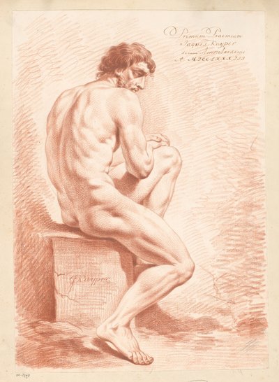 Seated Male Nude, Seen from the Back (1st Prize 1783) by Jacques Kuyper