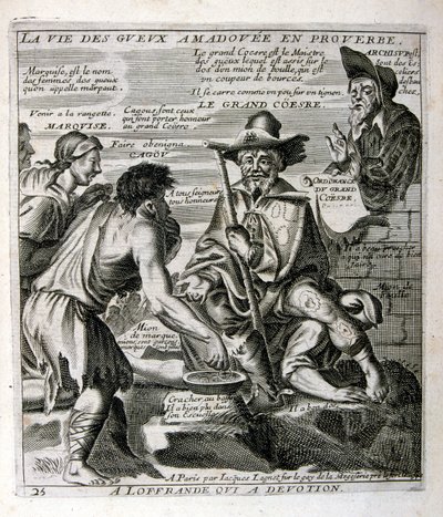 17th Century Engraved Illustration from a Collection of Proverbs by Jacques Lagniet