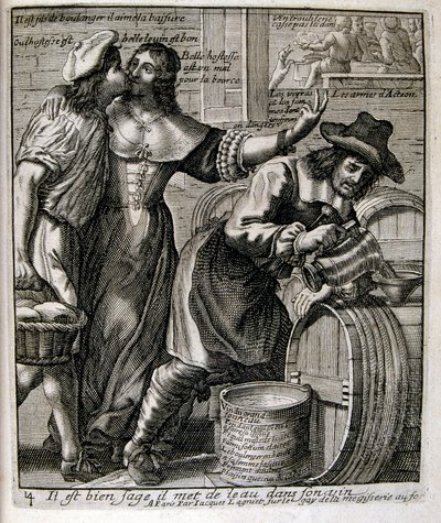 17th Century Engraved Illustration from a Collection of Proverbs by Jacques Lagniet