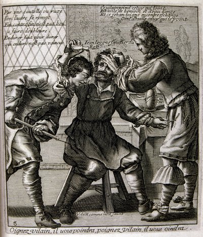17th Century Engraved Illustration from a Collection of Proverbs by Jacques Lagniet