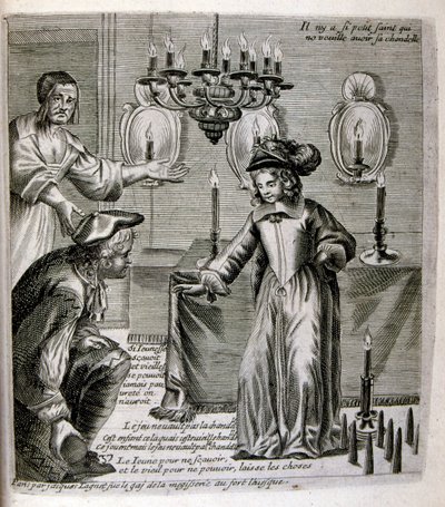 17th Century Engraved Illustration from a Collection of Proverbs by Jacques Lagniet