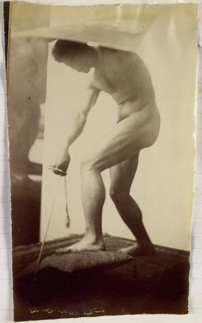 Study of a male nude model in the studio of Jacques de Lalaing by Jacques Lalaing (attributed to)