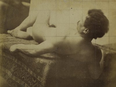 Study of a Male Nude Model, Lying, in the Studio of Jacques de Lalaing by Jacques Lalaing (attributed to)