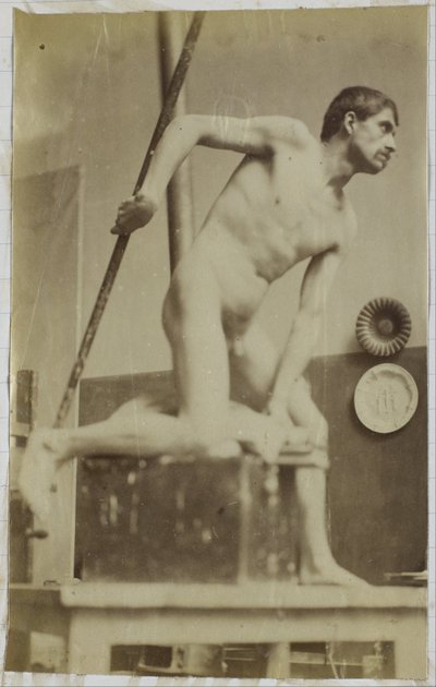 Study of a Male Nude Model, Holding a Spear, in the Studio of Jacques de Lalaing by Jacques Lalaing (attributed to)