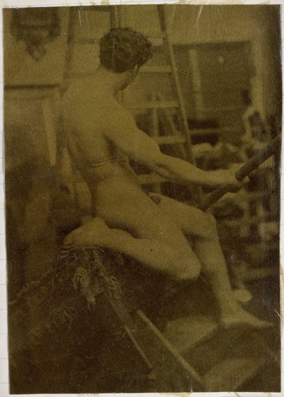 Study of a Male Nude Model, Seen from the Back, in the Studio of Jacques de Lalaing by Jacques Lalaing (attributed to)