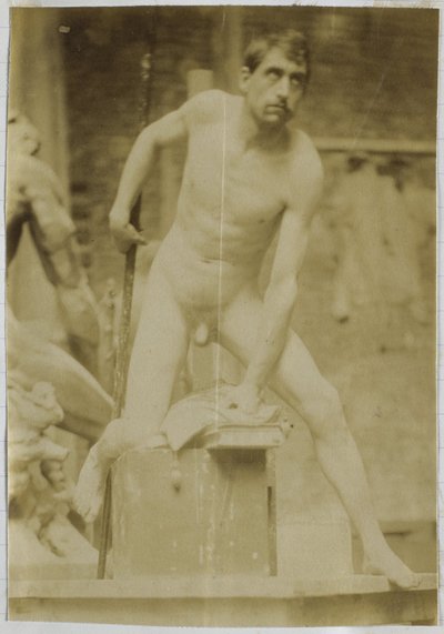 Study of a Male Nude Model, Seen from the Front, in the Studio of Jacques de Lalaing by Jacques Lalaing (attributed to)