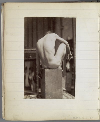 Study of a Male Nude Model, Sitting and Seen from the Back, in the Studio of Jacques de Lalaing by Jacques Lalaing (attributed to)