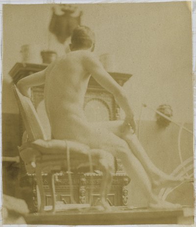 Study of a Male Nude Model, Sitting on a Fauteuil, in the Studio of Jacques de Lalaing by Jacques Lalaing (attributed to)