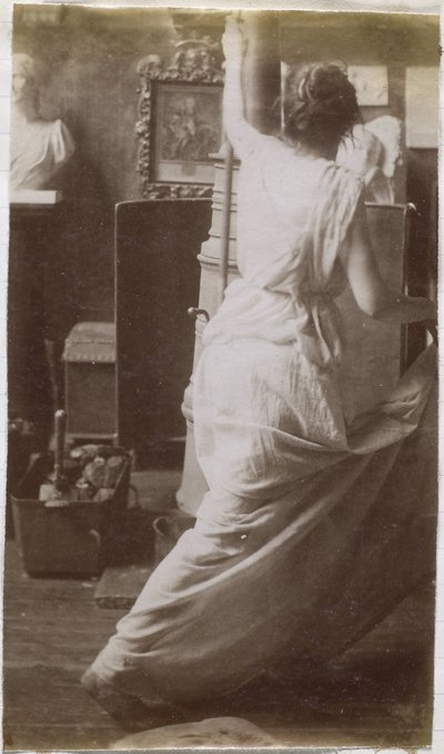 Study of a female model in drapery, seen from the back, in the studio of Jacques de Lalaing by Jacques Lalaing (attributed to)
