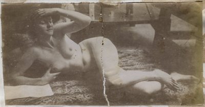 Study of a Female Nude Model, Lying on a Tiger Skin, in the Studio of Jacques de Lalaing by Jacques Lalaing (attributed to)