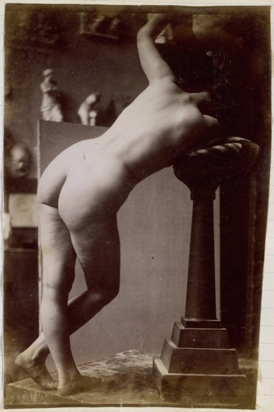 Study of a Female Nude Model, Seen from the Back, in the Studio of Jacques de Lalaing, Preliminary Study for Circular Fountain by Jacques Lalaing (attributed to)