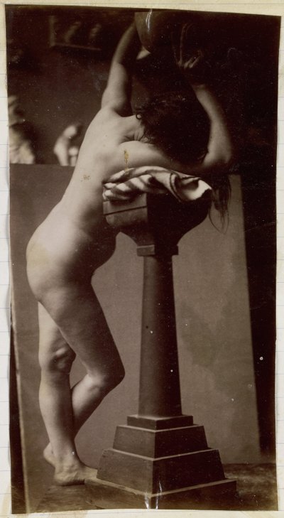 Study of a Female Nude Model, Seen from the Side, in the Studio of Jacques de Lalaing, Preliminary Study for Circular Fountain by Jacques Lalaing (attributed to)