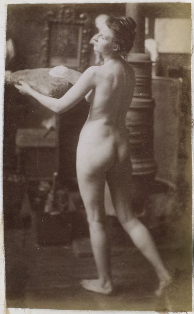 Study of a female nude model, seen obliquely from the back, in the studio of Jacques de Lalaing by Jacques Lalaing (attributed to)