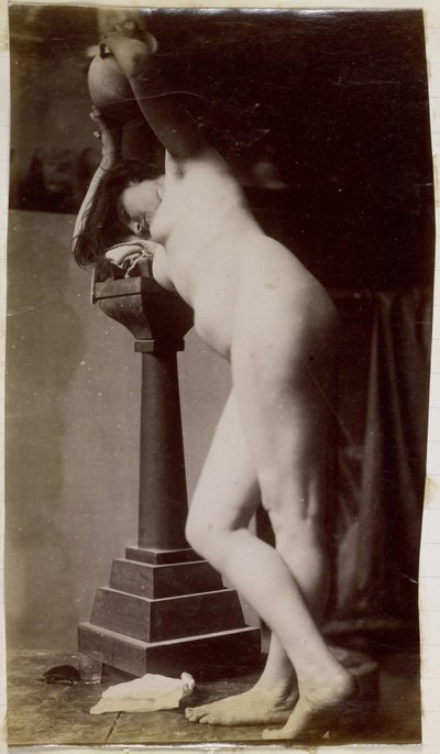 Study of a Female Nude Model, Seen from the Front, in the Studio of Jacques de Lalaing, Preliminary Study for Circular Fountain by Jacques Lalaing (attributed to)