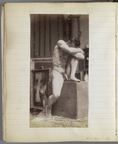 Study of a Seated Male Nude Model in the Studio of Jacques de Lalaing by Jacques Lalaing (attributed to)