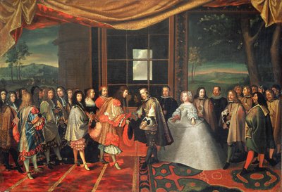 Meeting between Louis XIV and Philippe IV at Isle des Faisans, 7th November 1659 by Jacques Laumosnier