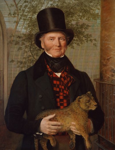 Portrait of Edward Cross, Holding a Lion Cub by Jacques Laurent Agasse