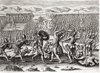 Outina defeats Patanou with the aid of the French, Florida, 1564, from 
