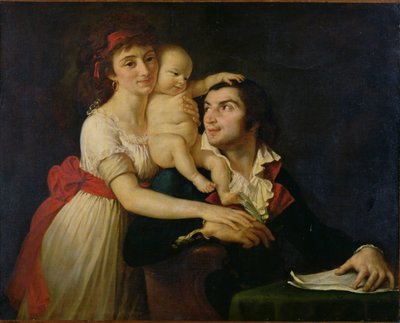 Camille Desmoulins, his wife Lucile, and their son Horace-Camille by Jacques Louis (workshop of) David