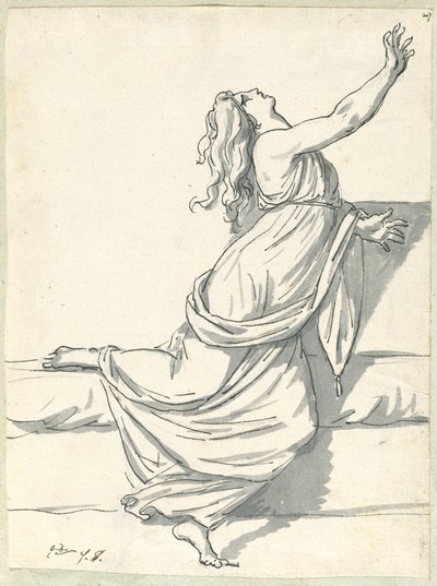 A Distraught Woman with Her Head Thrown Back by Jacques Louis David