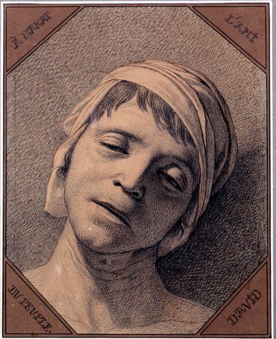 Study from nature of the head of Jean Paul Marat, assassinated on 13/07/1793 by Jacques Louis David