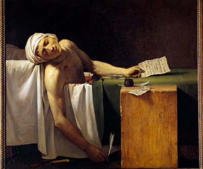 Jean Paul Marat murdered in his bathtub on 13/07/1793 by Jacques Louis David