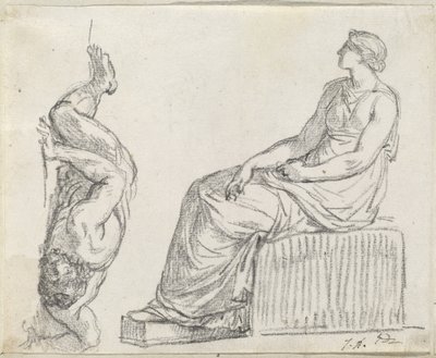 Seated Woman and Man Sprawling on the Ground by Jacques Louis David