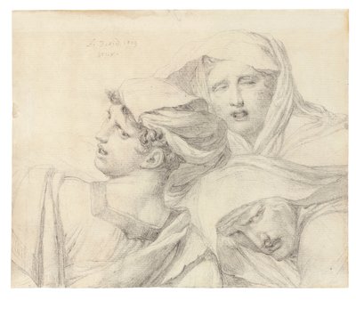 Three Women in Classical Dress, Bust Length, with Anguished Expressions by Jacques Louis David