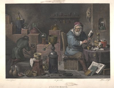 The Alchemist after Painting by David Teniers by Jacques Louis Perée